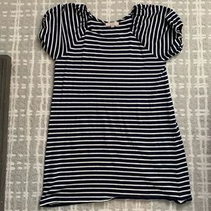 LOFT Women’s Navy Blue Striped Puff Sleeve